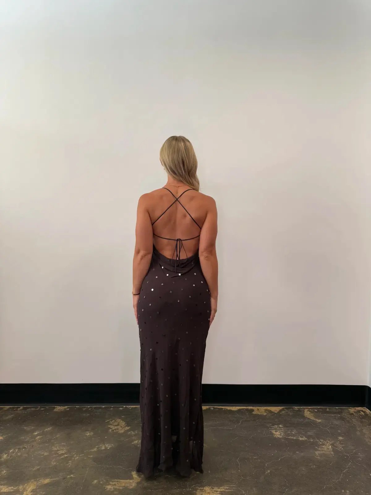 Bec & Bridge Arielle Sequin Maxi Dress Dark Chocolate Size AU 10 photo 3
