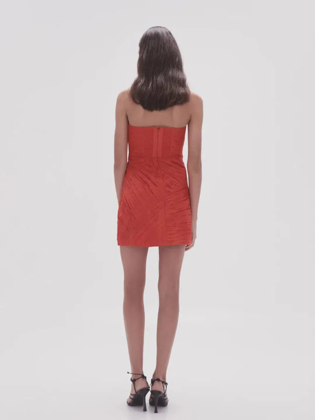 Aje Amina Ruched Red Dress Size 10 photo 2