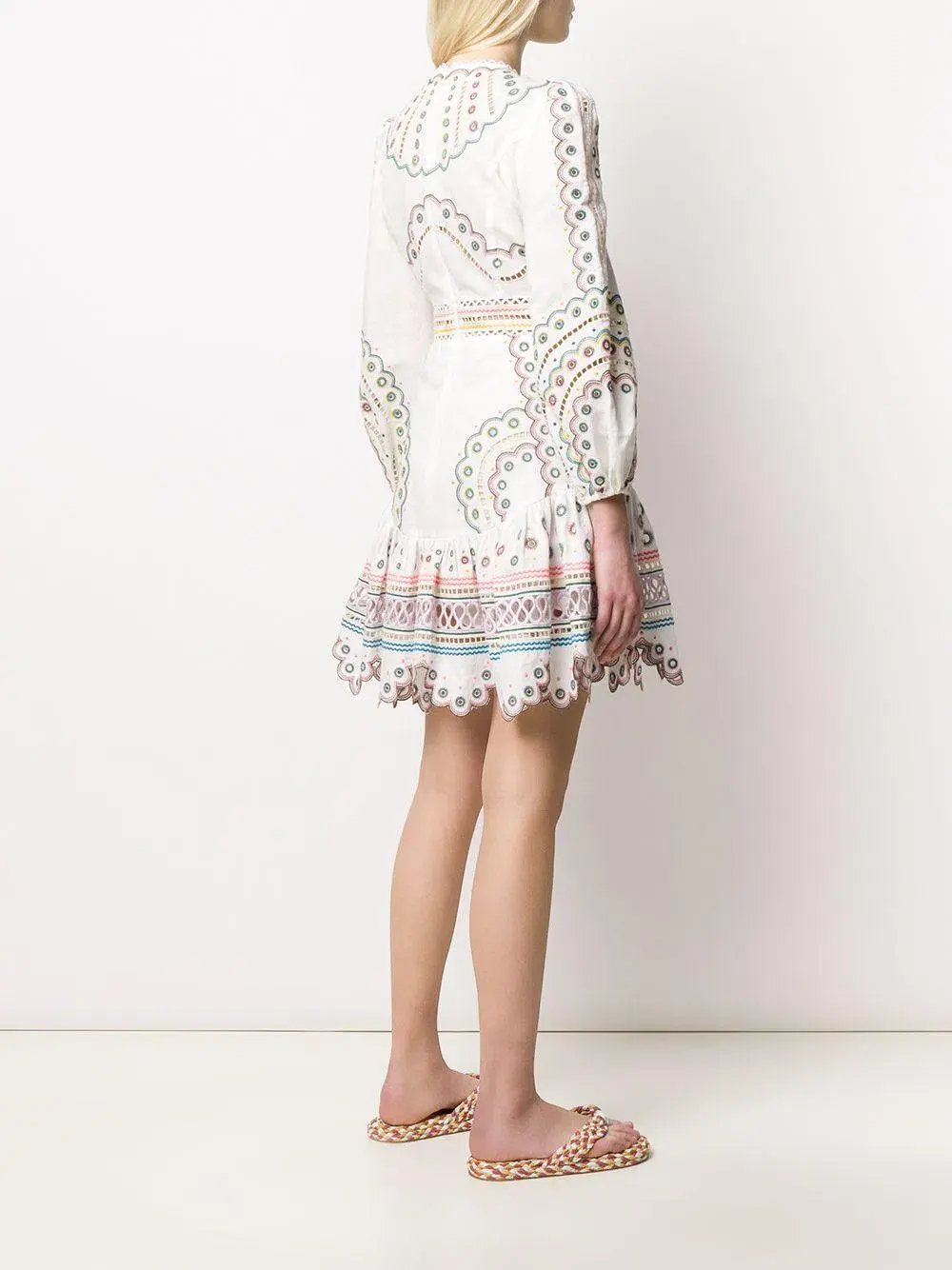 Zimmermann Peggy Embroidered Dress White Emroidered Size 12 photo 2