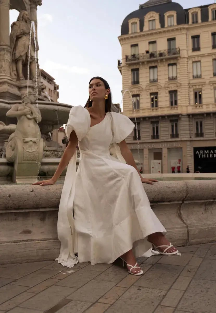 Aje Arista Tulip Sleeve Midi Dress Ivory Size AU 16 photo 5