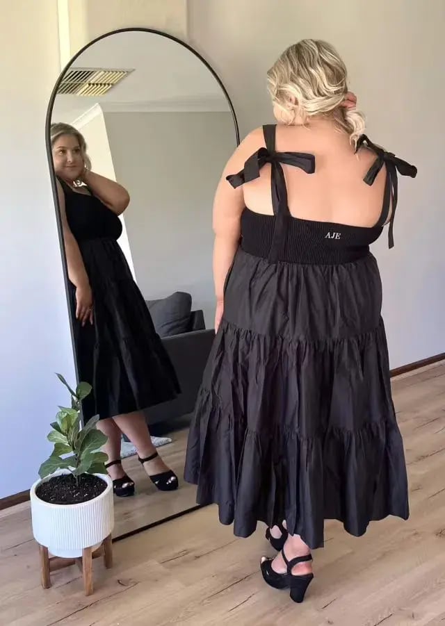 Aje Casa Tiered Midi Dress Black Size 14 photo 3