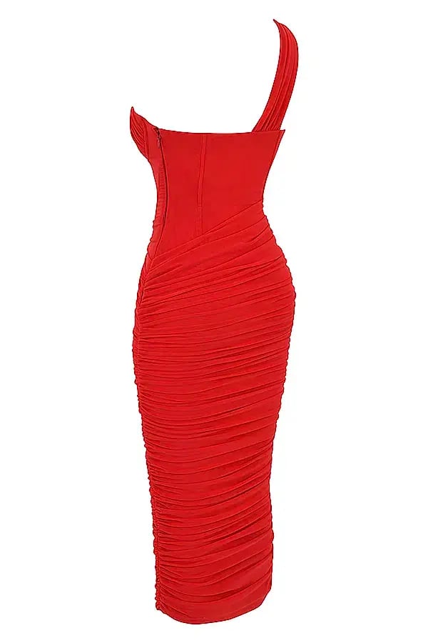 House of CB Valentina Asymmetric Cutout Midi Dress Scarlet Red Size 8 photo 5