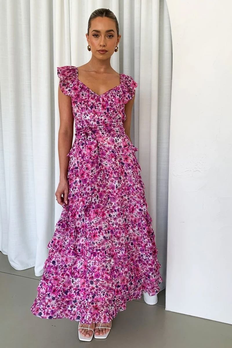 Talulah Petula Midi Dress - Pink Print photo 4