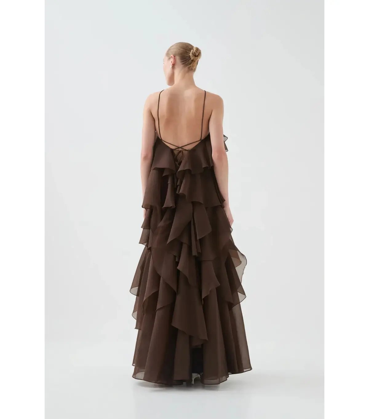 Aje Pandorea Layered Maxi Dress in Chocolate Size AU 8 photo 2