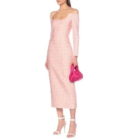 Emilia Wickstead Birch Midi Dress Pink Gingham Size 6 photo 6