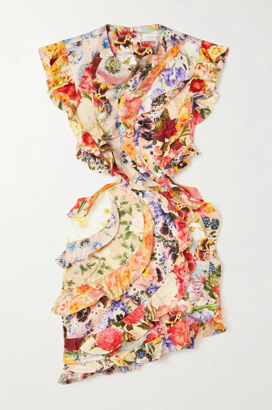 Zimmermann Patchwork Paisley Wonderland Frill Mini Dress Multi Floral Size 1/Au 10 photo 5
