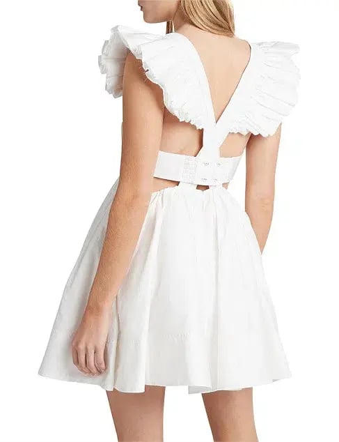Aje Midsummer Mini Dress White Size 6 photo 5