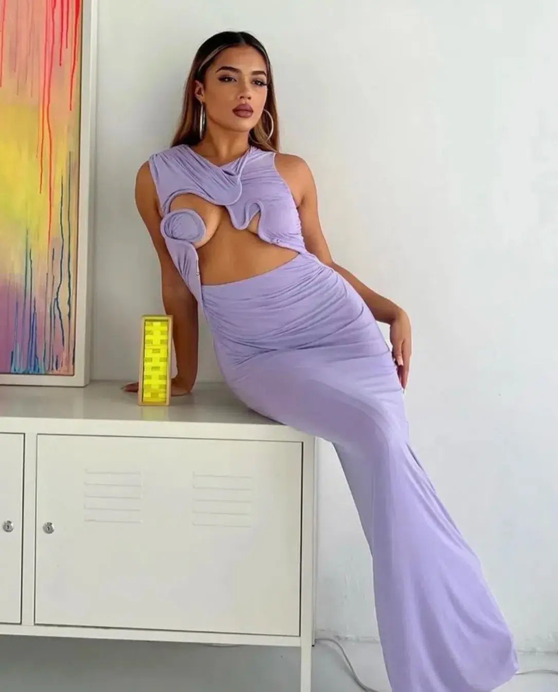 Christopher Esber Venus Tank Dress Lilac Size 10 photo 2