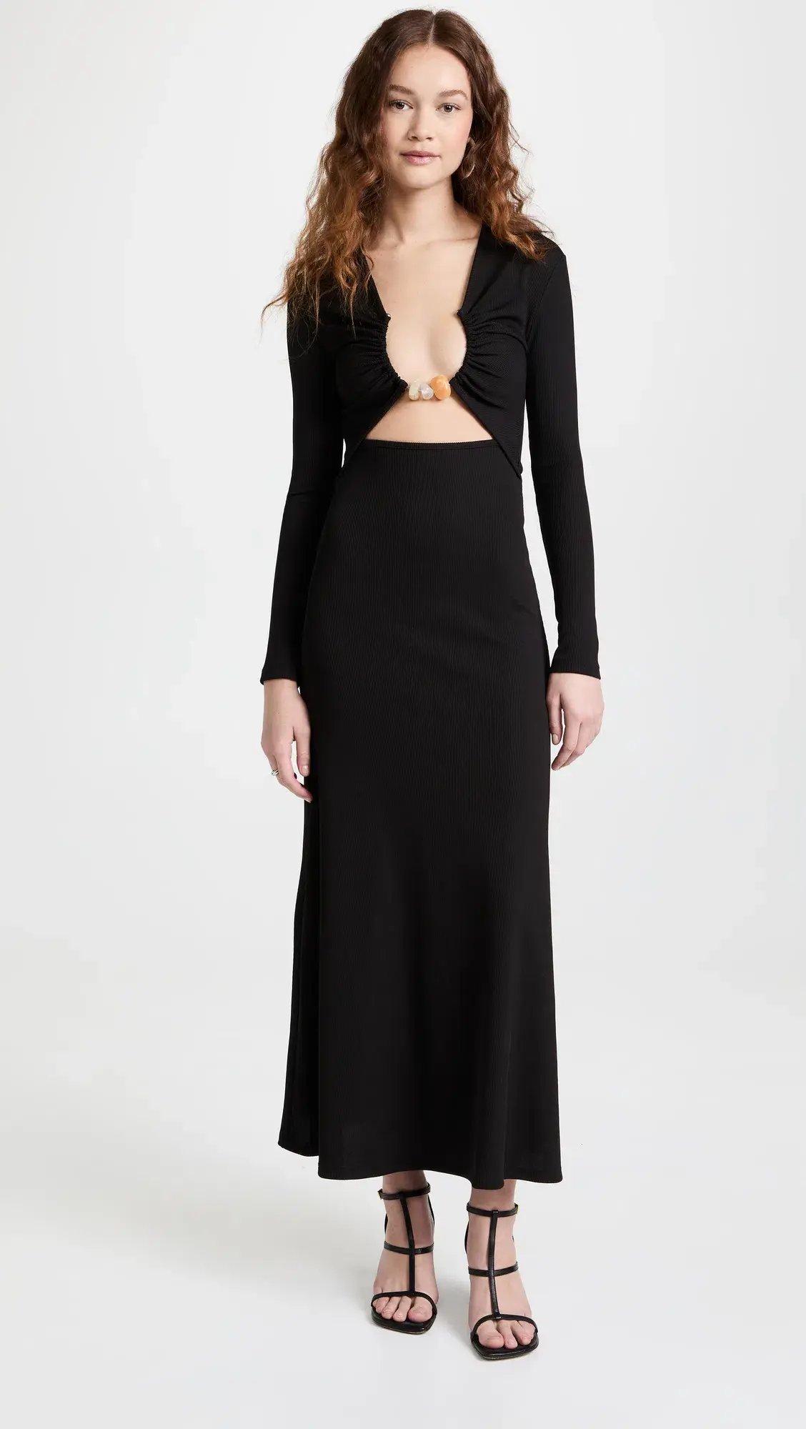 Christopher Esber Split Quarts Ruched Long Sleeve Dress Black Size 8 photo 2