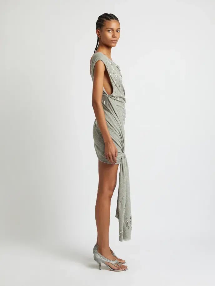 Christopher Esber Crystal Cluster Micro Dress Grey Size AU 6 photo 3