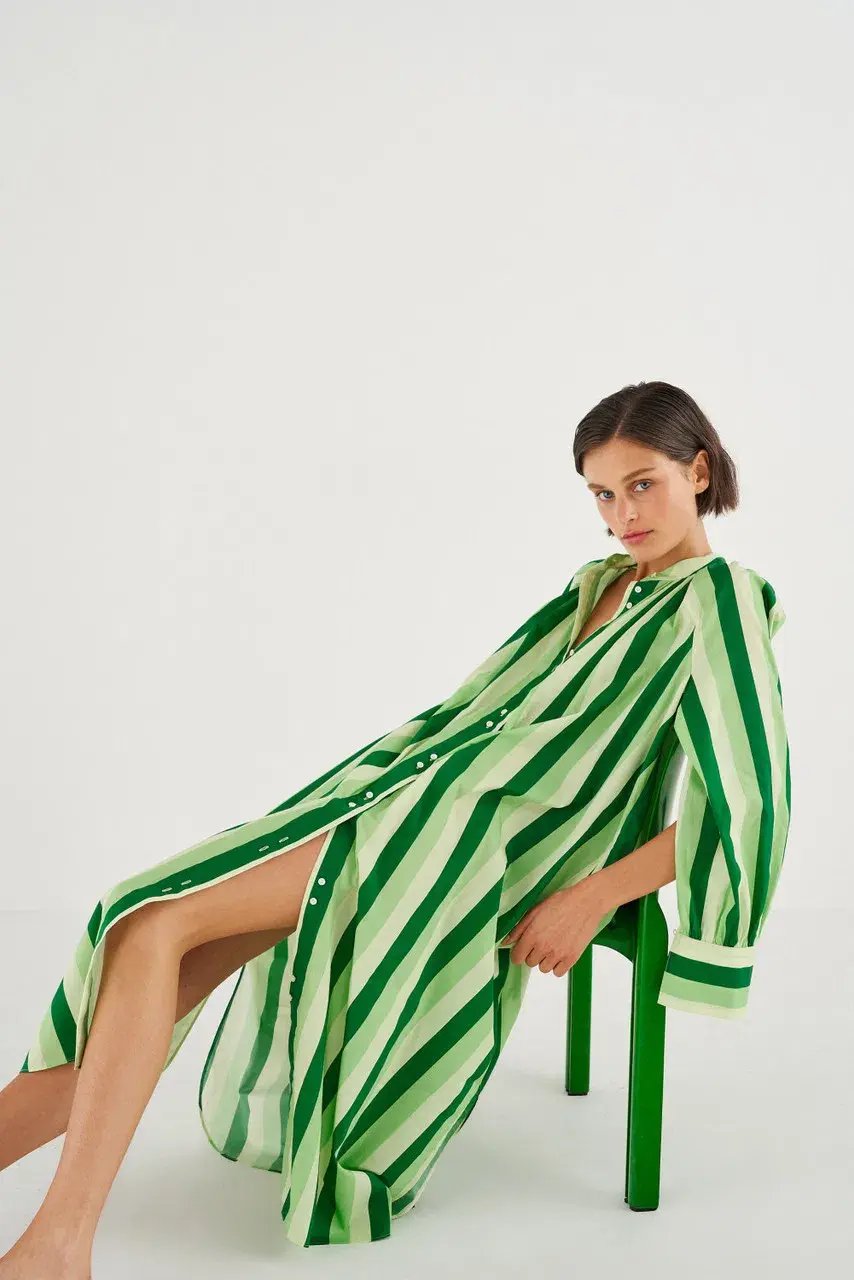 Oroton Multi Stripe Shirt Dress in Garden Size 16 photo 4