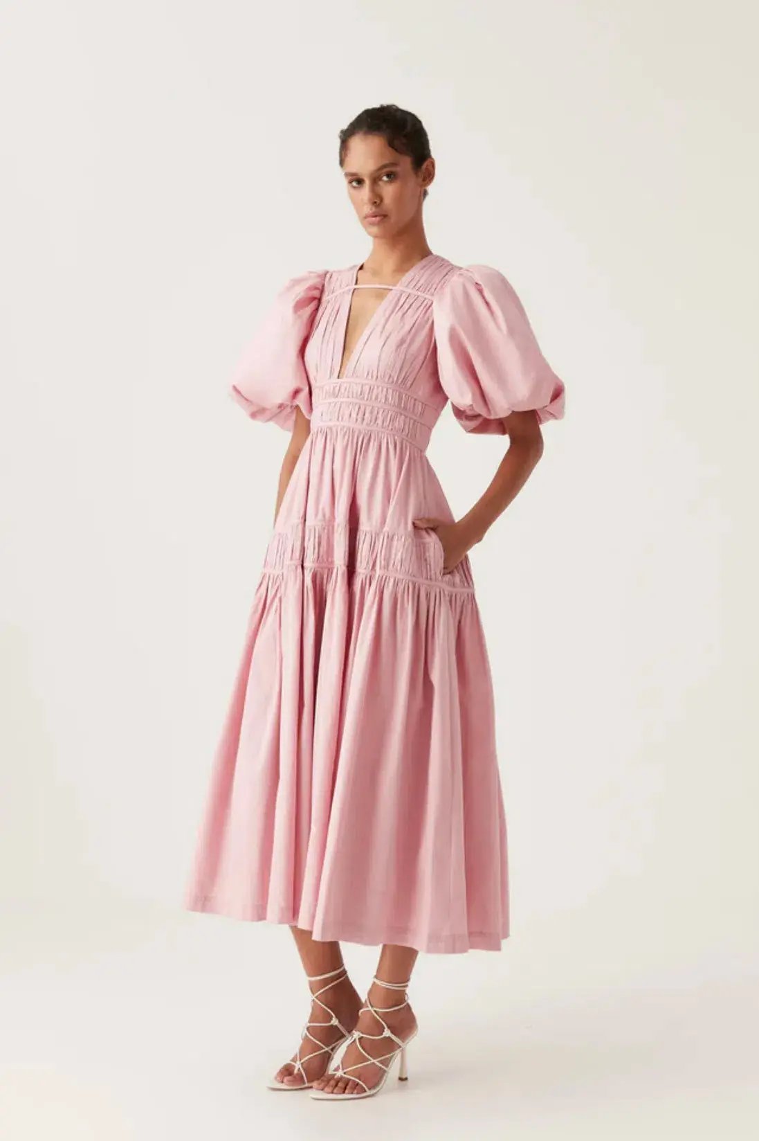 Aje Fallingwater Ruched Midi Dress photo 3