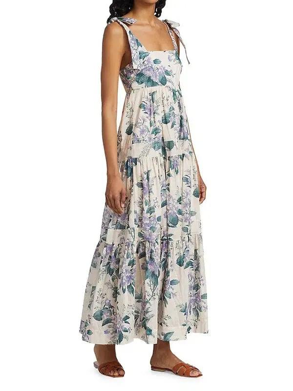Zimmermann Cassia Tie Shoulder Dress Print Size 6 photo 3