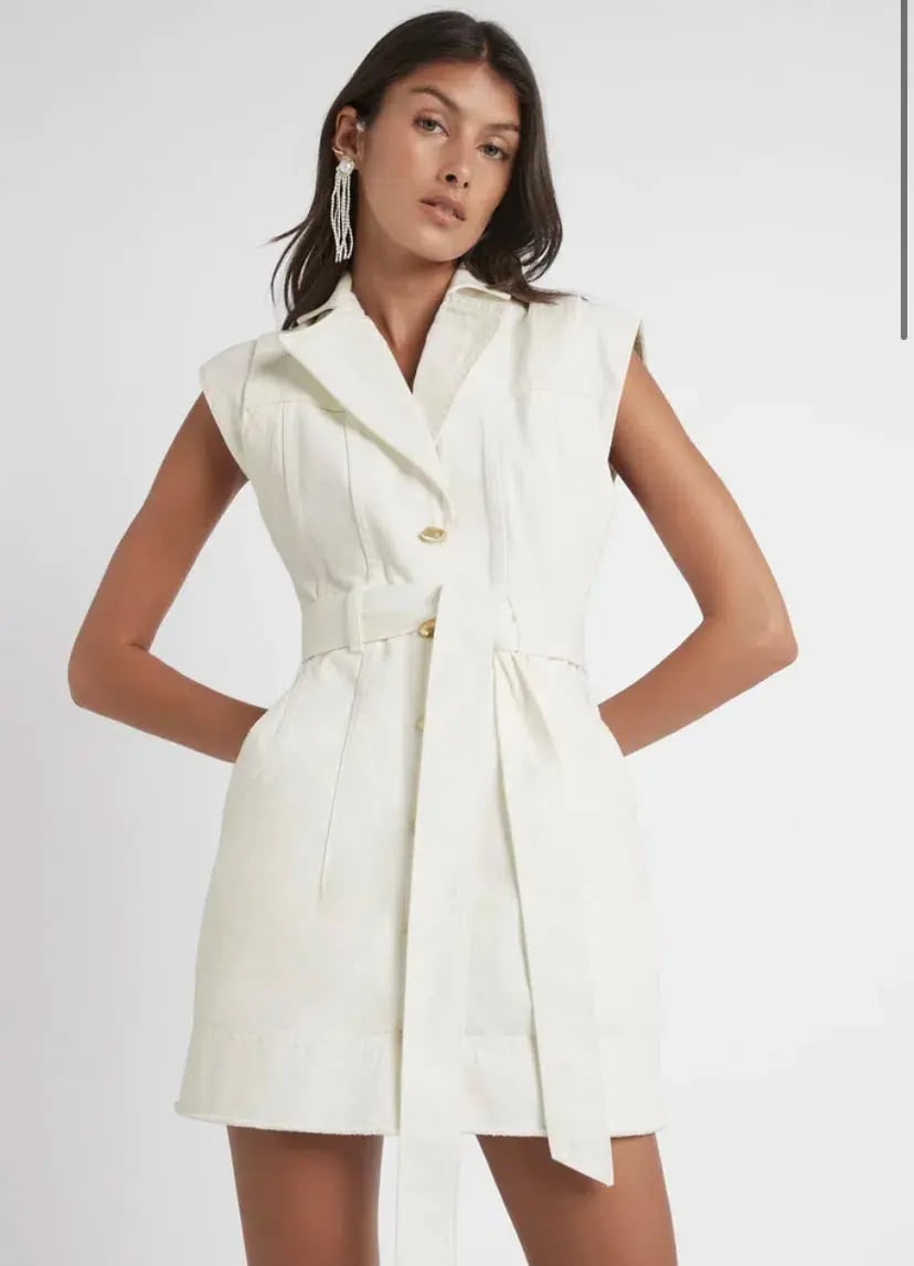 Aje Syros Denim Vest Dress White Size 8 photo 5