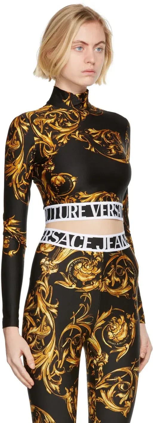 Versace Garland Crop Top and Leggings Set Black/Print Size 8 photo 6