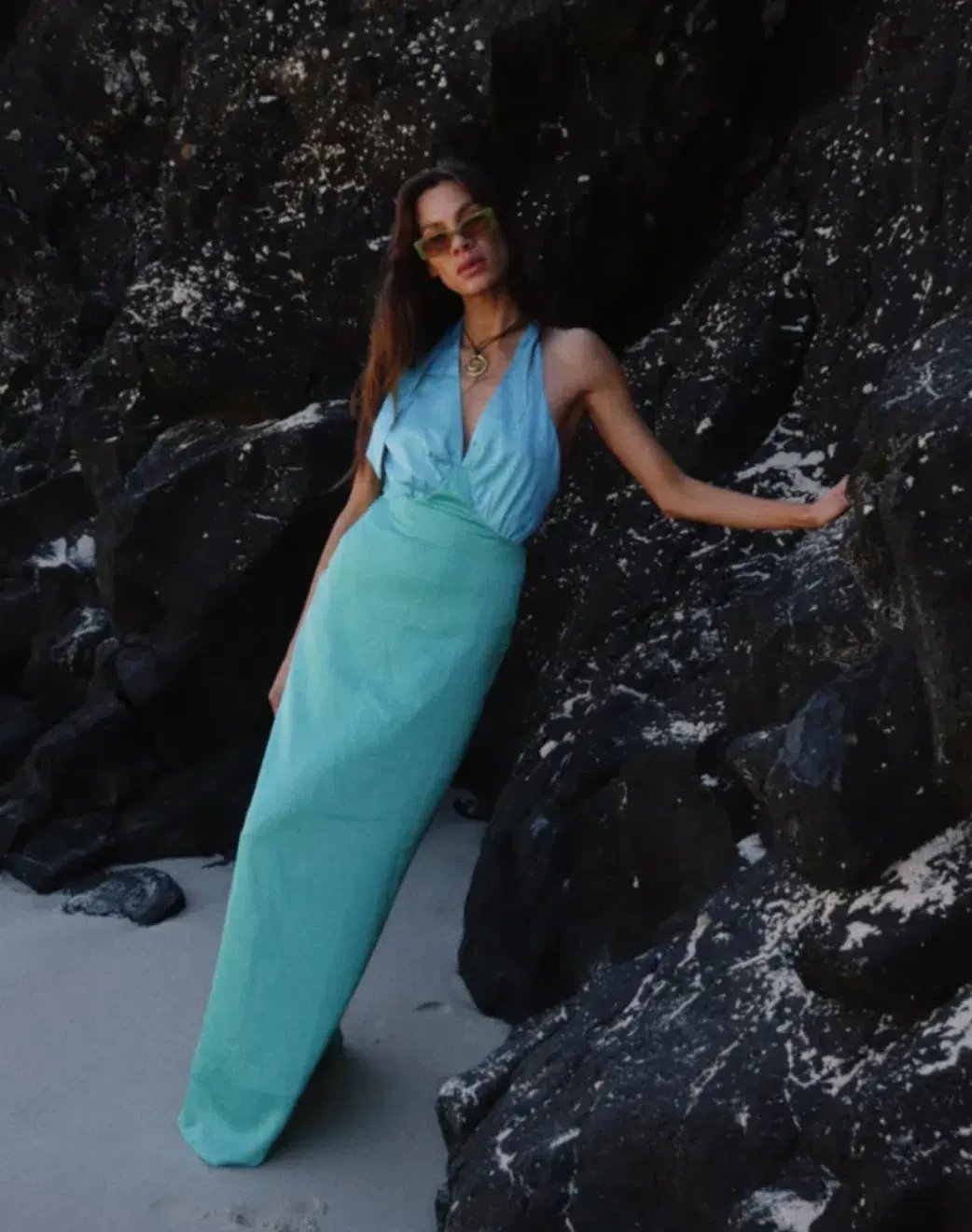 The Wolf Gang Oahu Slip Maxi Dress Aquamarine Blue & Green  Size S / AU 8 photo 5