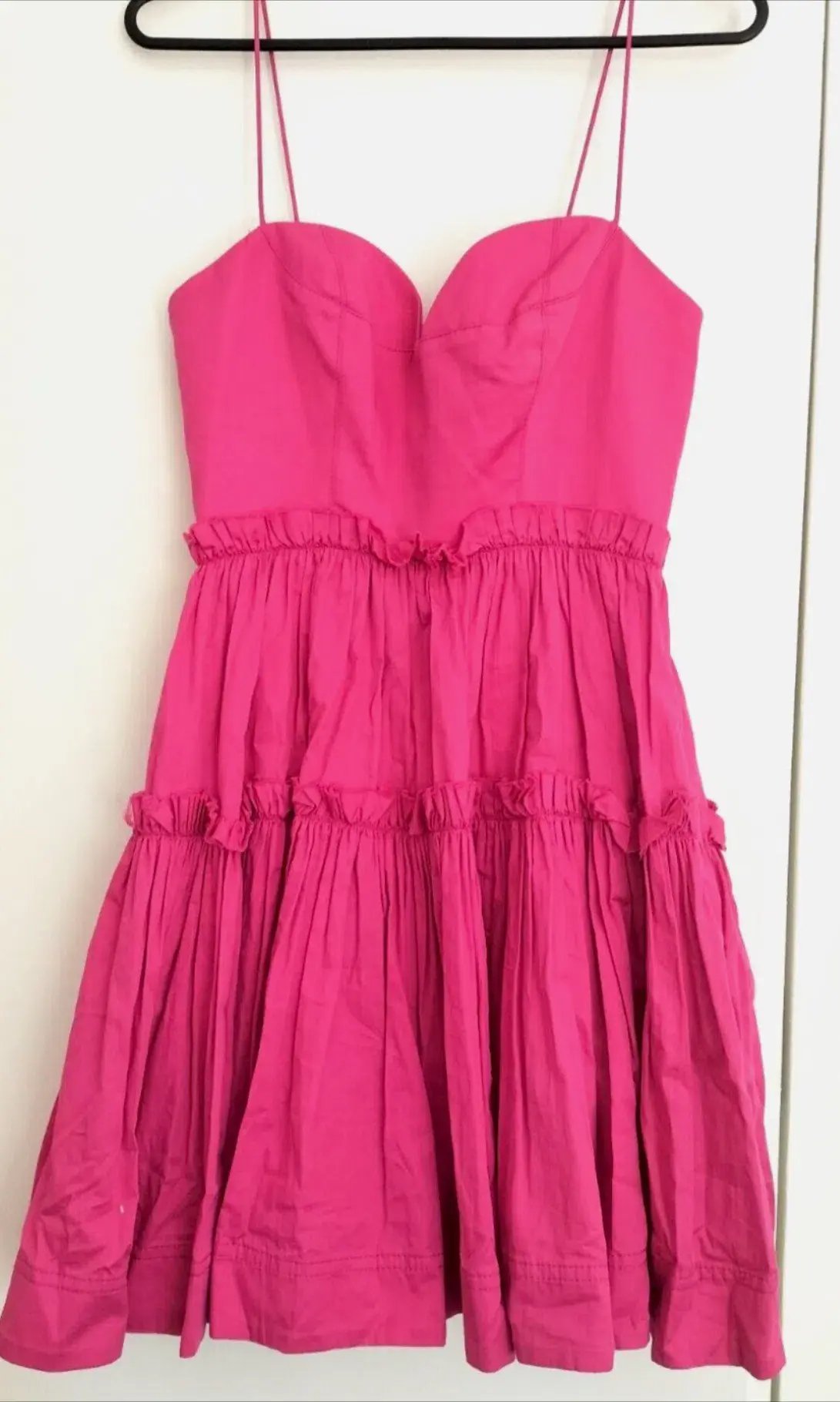 AJE Maya Tiered Mini Dress Fuchsia with side pockets AU 6 US 2 photo 5