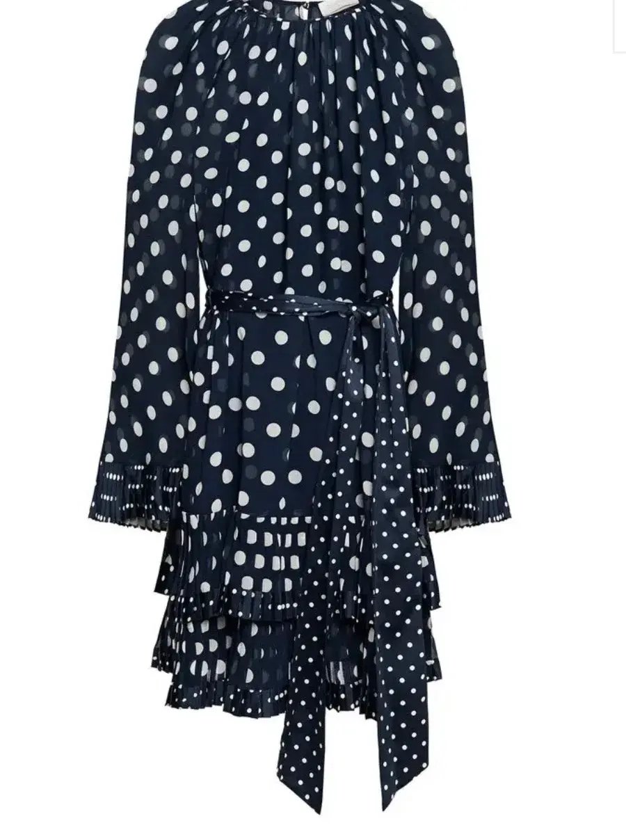 Zimmermann Tiered Belted Satin Dress Polka Blue Dot Size 2/ Au 12 photo 3
