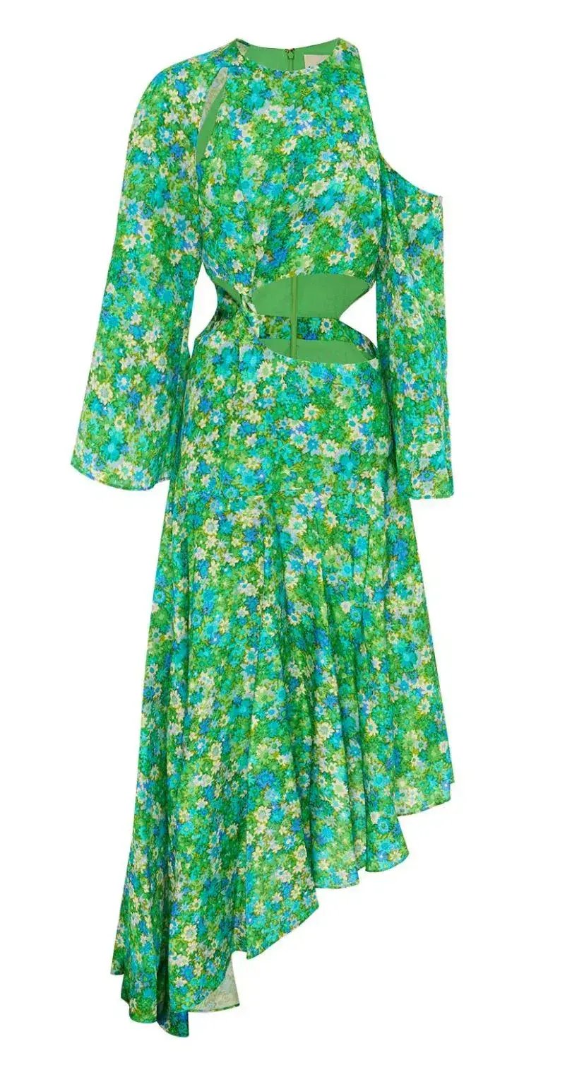 Alemais Cassandra Cut Out Midi Dress Turquoise Floral Size 10 AU photo 5