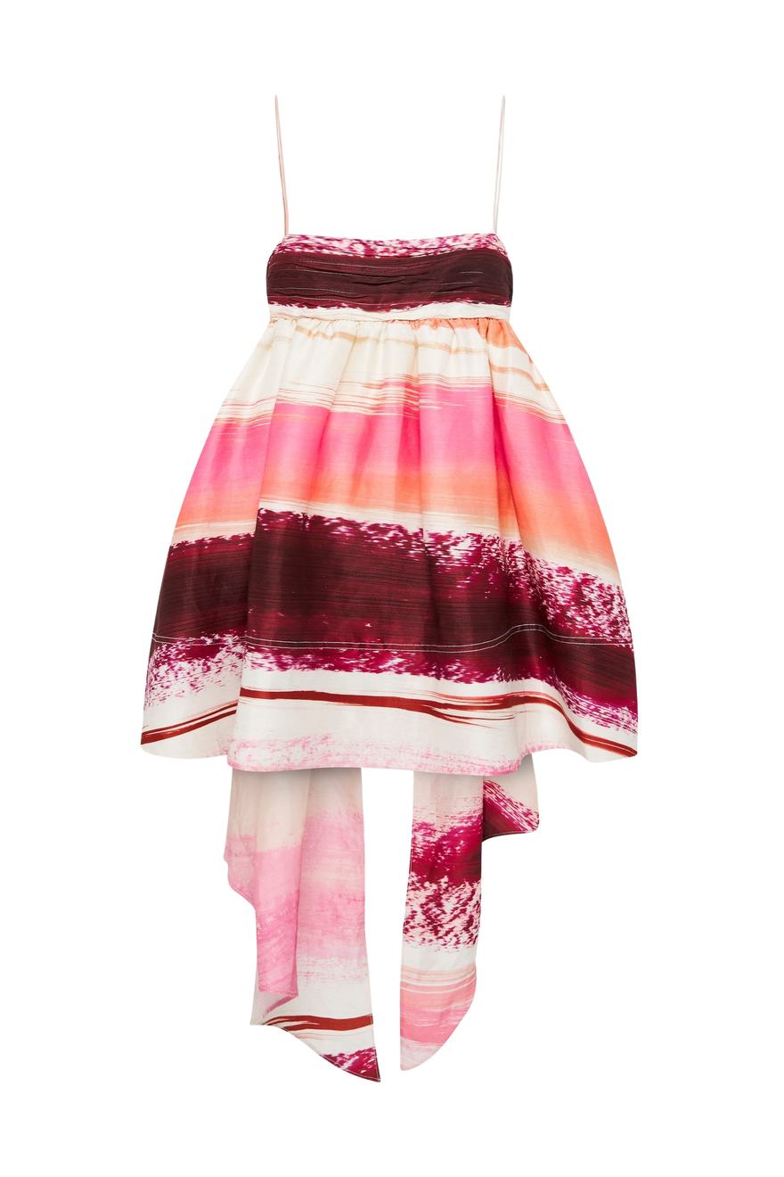 Aje Kasbah Sunset Stripe Ruched Bow Back Mini Dress photo 4