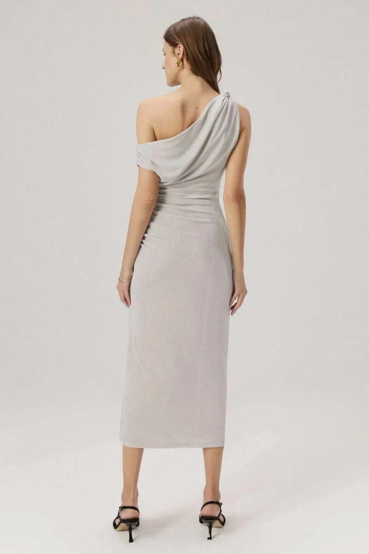 MISHA Nyra Midi Dress Silver Cloud Size 6/XS photo 2