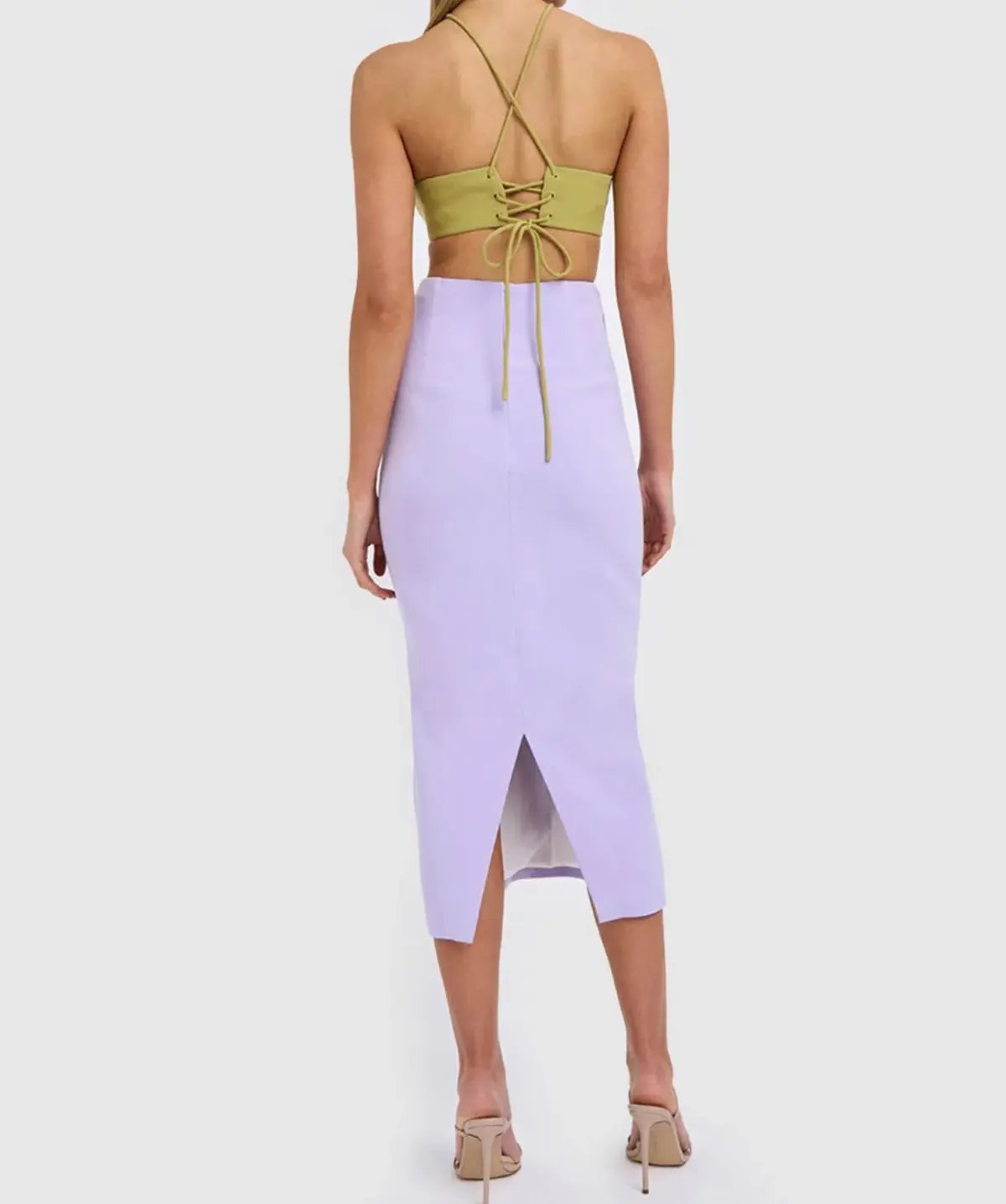 By Johnny The Fresco Halter Maxi Dress Lilac/Green Size 12 photo 2