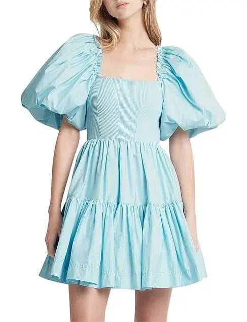 Aje Casa Puff Sleeve Mini Knit Dress Ice Blue Size 6 photo 6