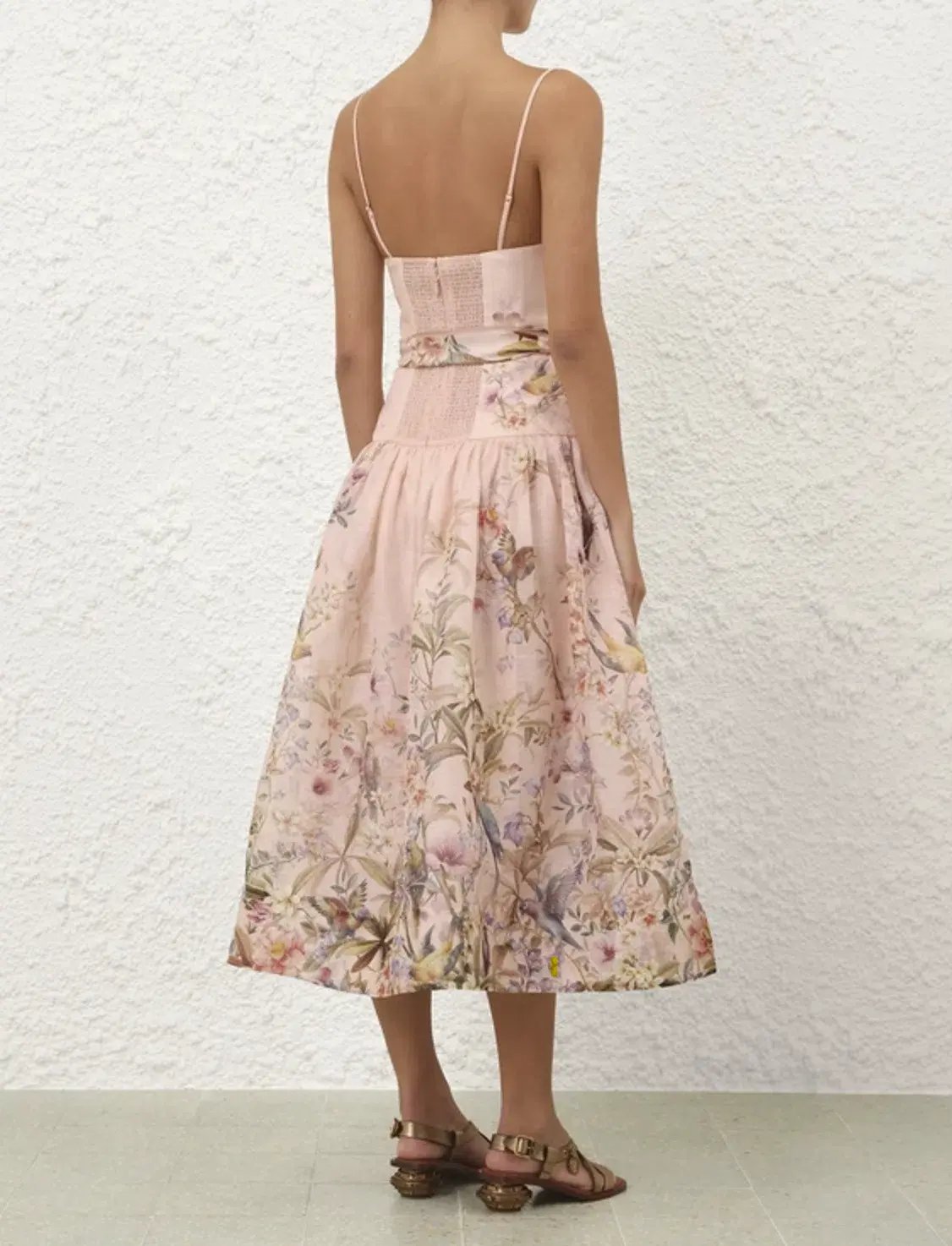 Zimmermann Rebellion Fitted Picnic Dress in Pink Aviary s0 photo 2