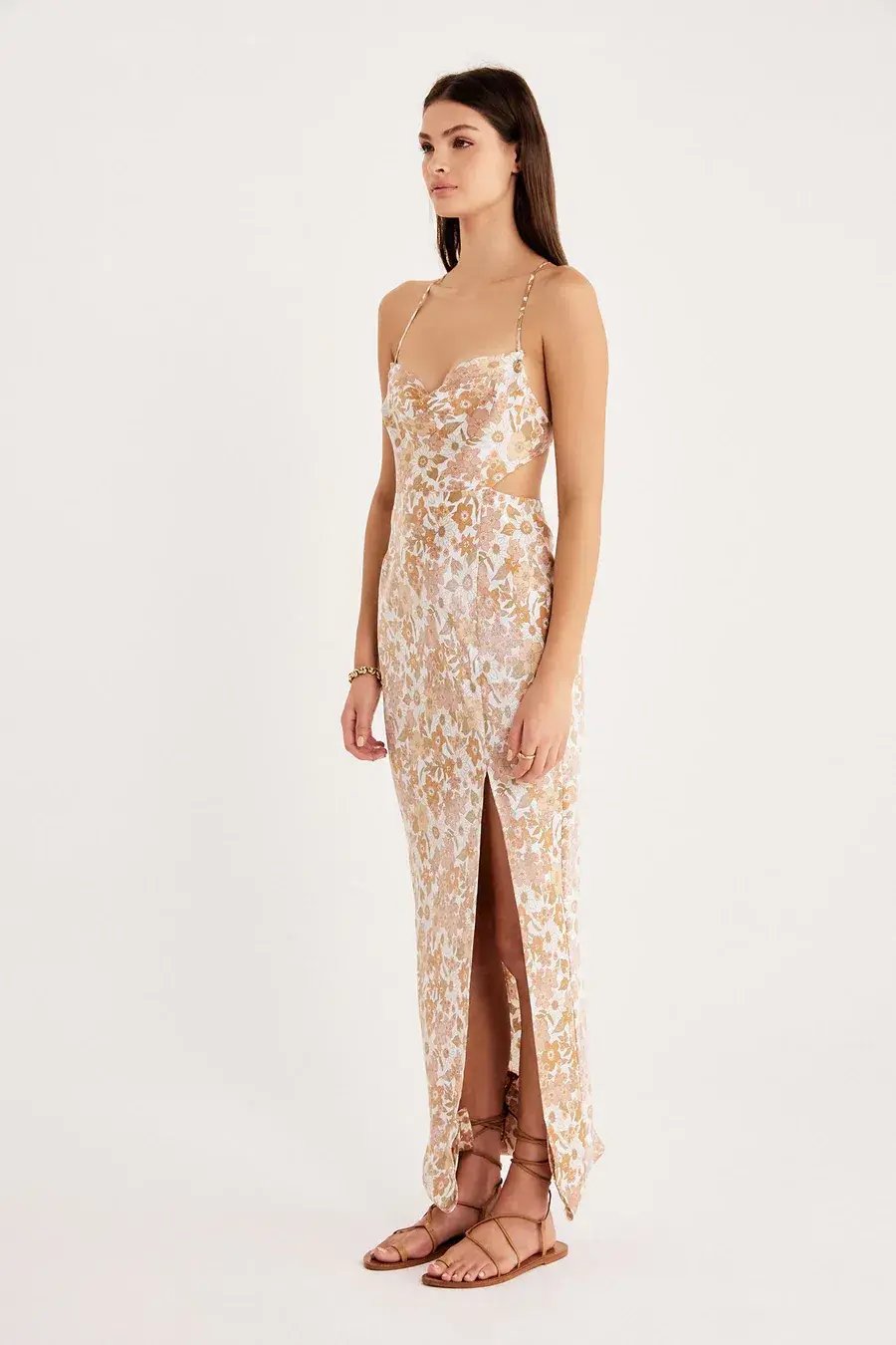 Rumer the Label Paloma Cut Out Gown Print Size XS photo 2