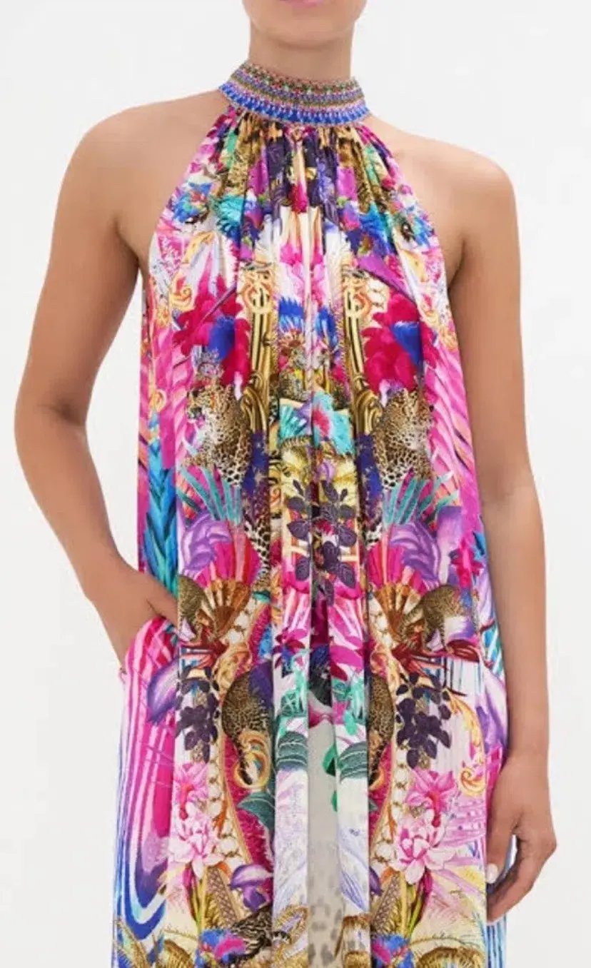 Camilla Tie Neck Long Dress Merry Go Round One Size Silk Dress photo 4