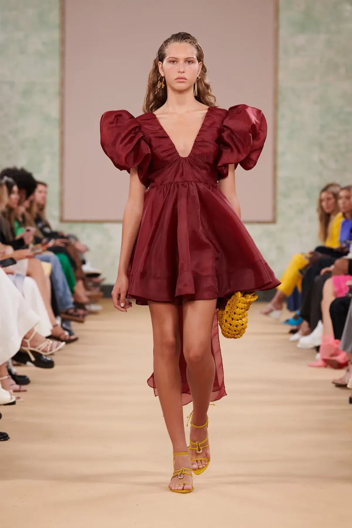 Aje Gretta Organza Mini Dress Burgundy Size 8 / S photo 3