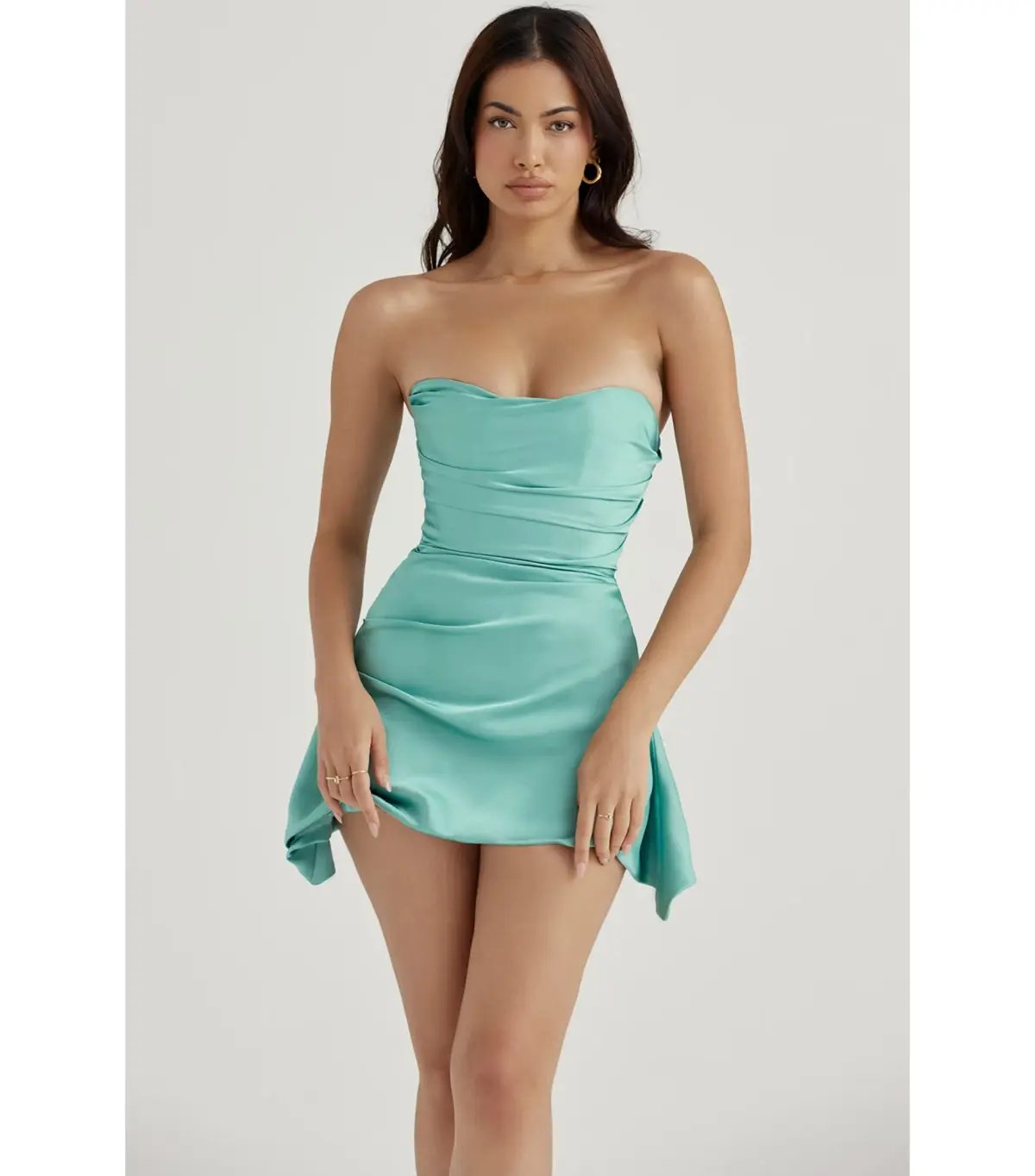 House of CB Jasmine Draped Strapless Corset Dress Jade Size M / AU 10 photo 2