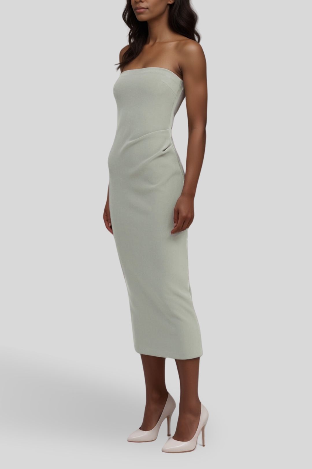 Be Mine Strapless Midi Dress - Sage photo 2