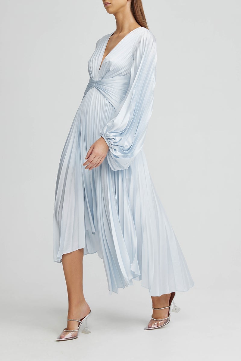 ACLER PALMS PLEAT DRESS - SKY BLUE photo 3