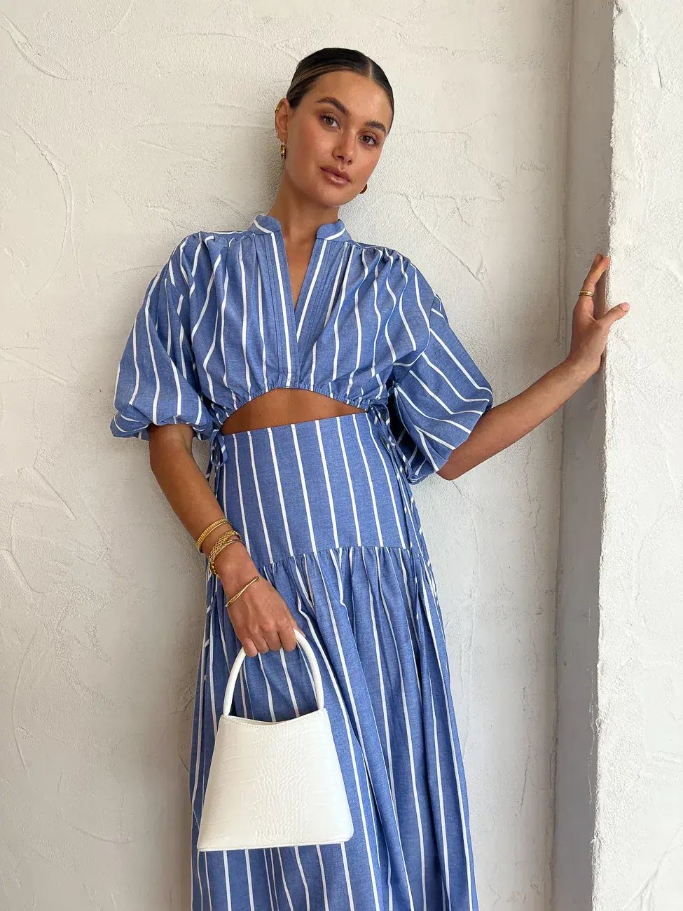 Shona Joy Kimberly Deconstructed Midi Dress In Chambray Blue Size AU 8 photo 2