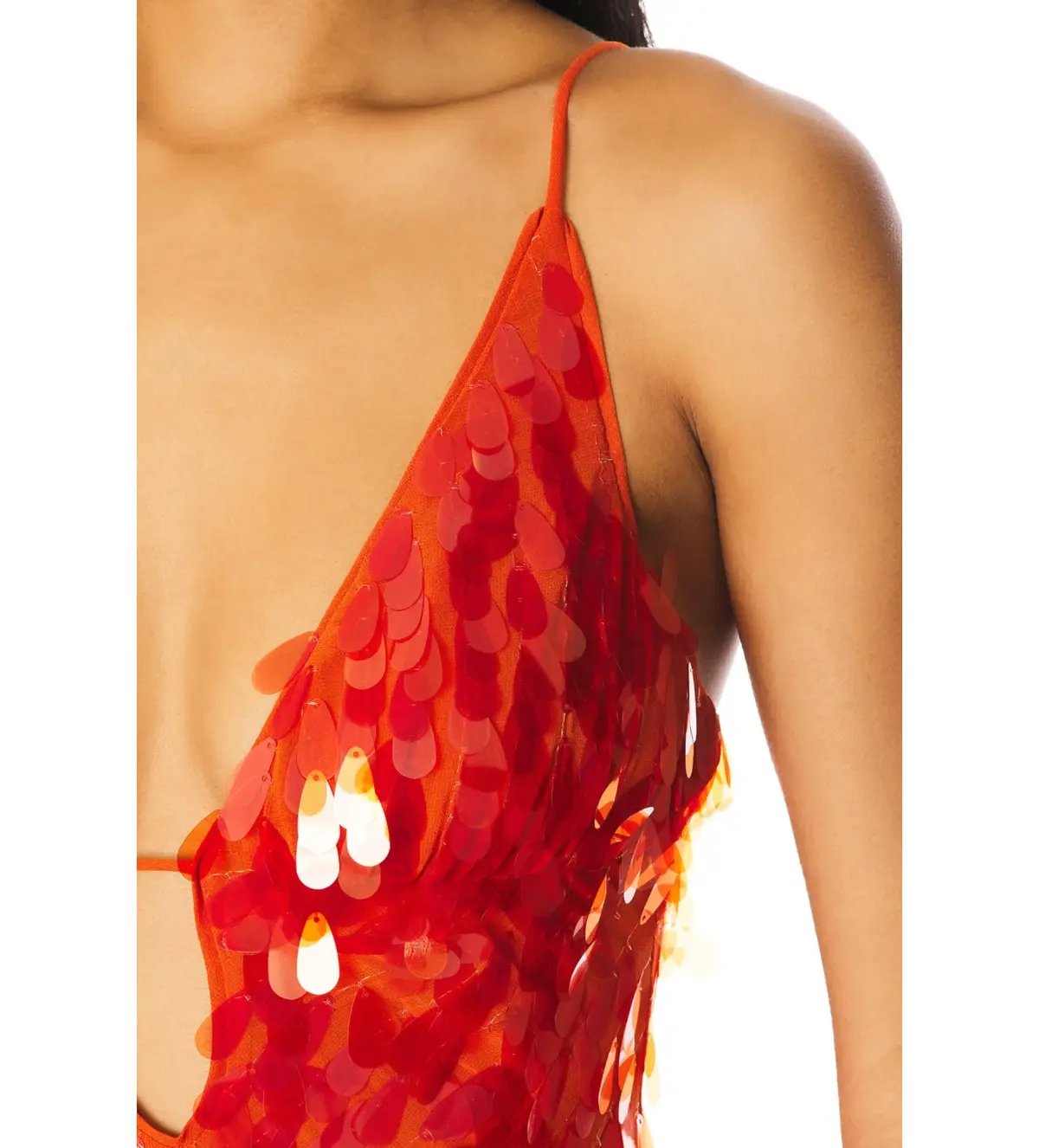 Misha Sapphire Sequin Maxi Dress Red Size 6 photo 5