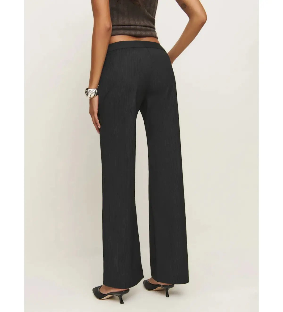 Reformation Cherie Low Waisted Pant Black Stripe Size AU 8 photo 3
