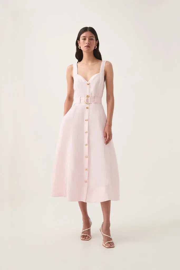 Aje Clay Belted Midi Dress Pastel Pink size8 photo 2