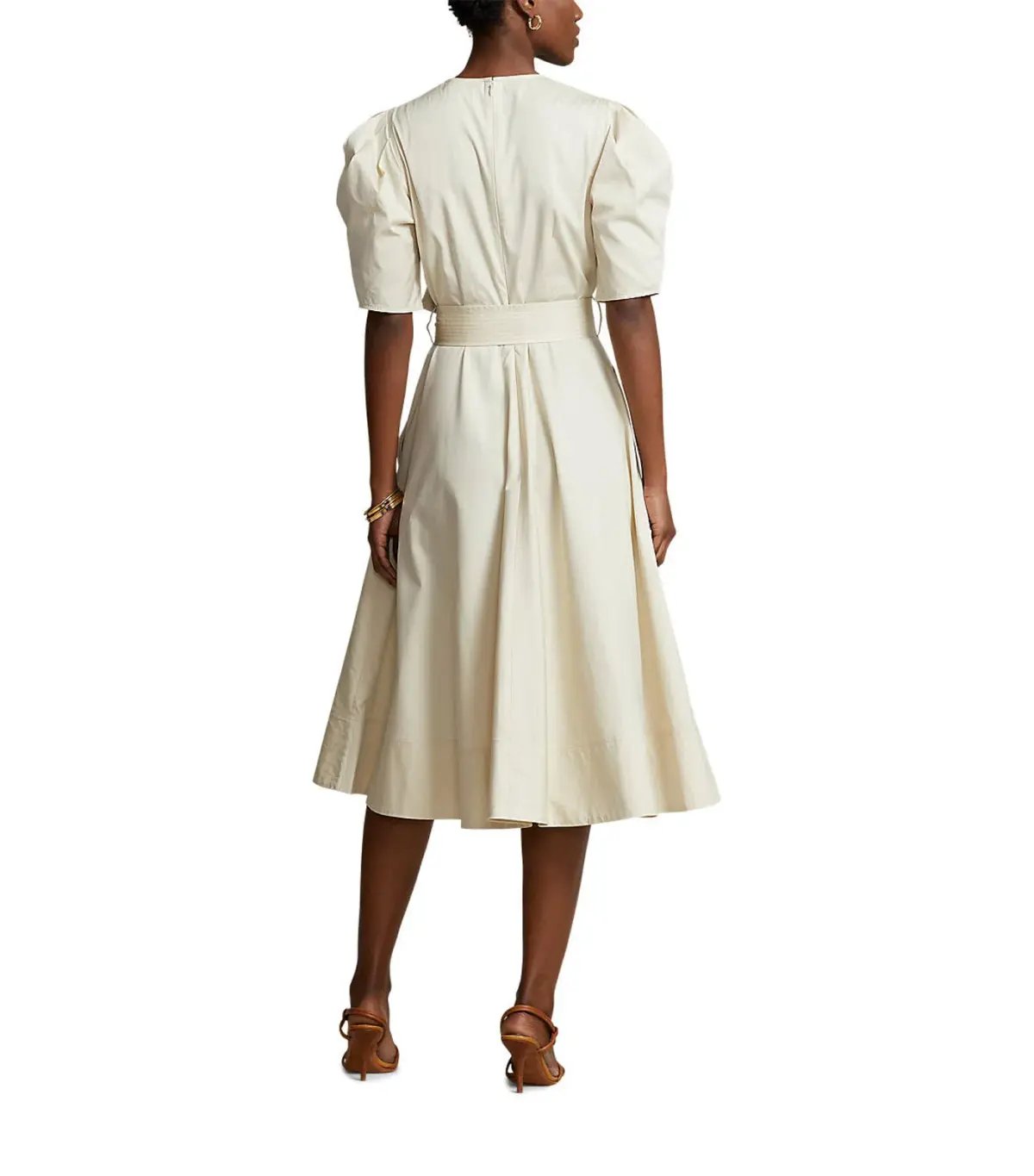 Polo Ralph Lauren Handkerchief Cotton Puffed Sleeve Dress Beige Size 6 photo 3