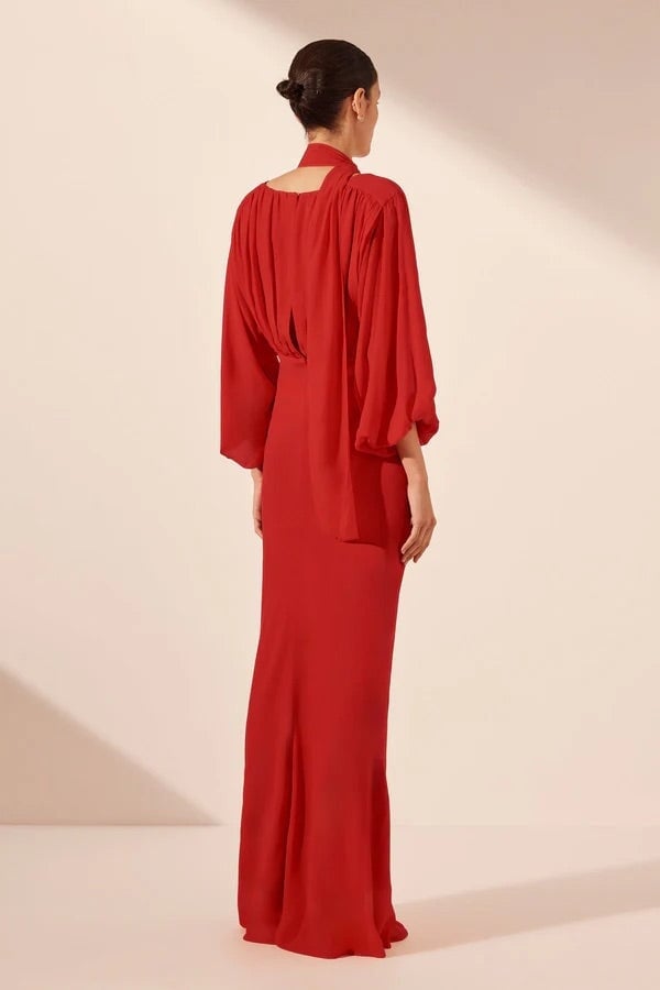 Shona Joy Amina Plunge Balloon Sleeve Maxi Chilli photo 4