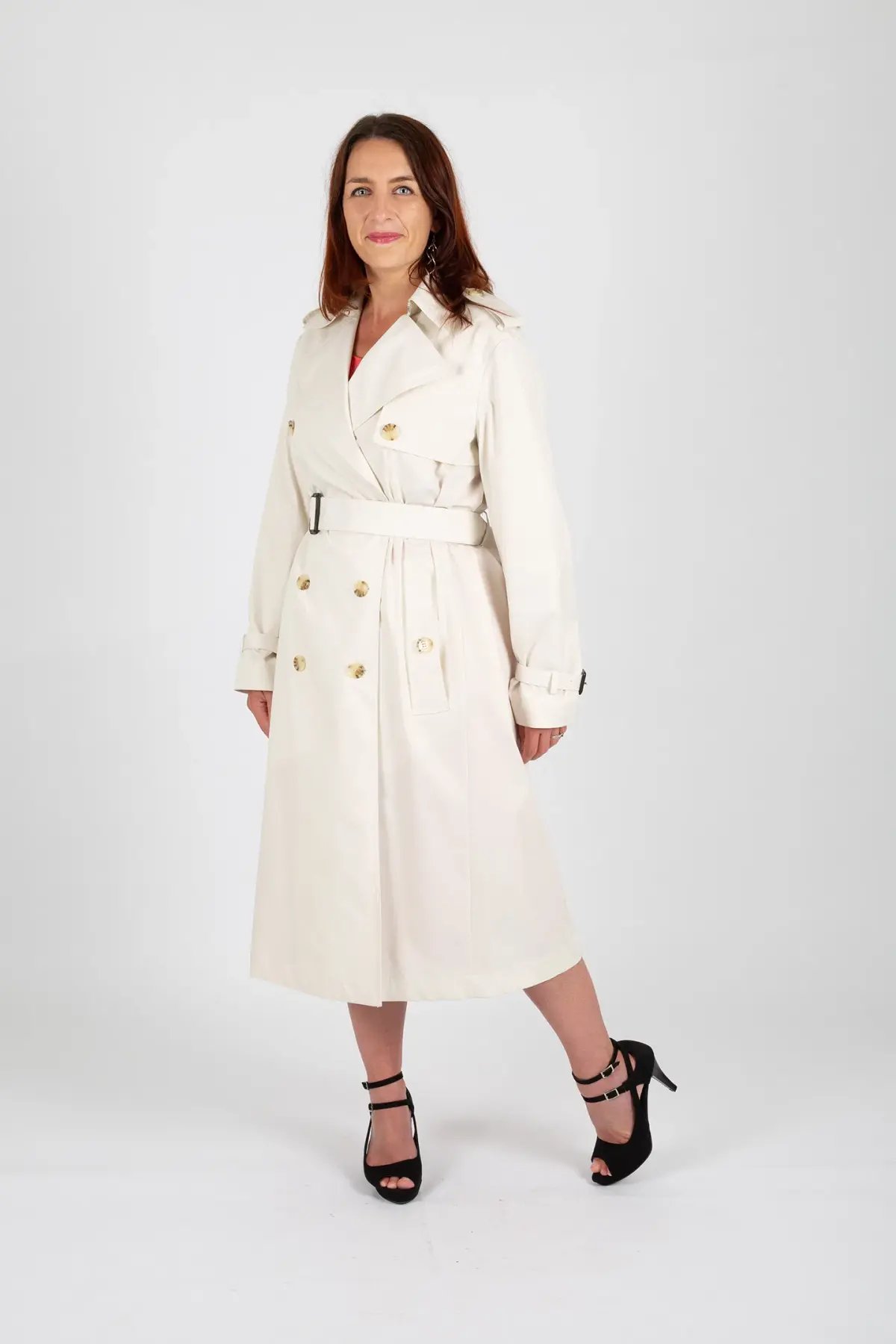 Hugo Boss Double-Breasted Trench Coat with Belted Closure White Size 10 photo 2