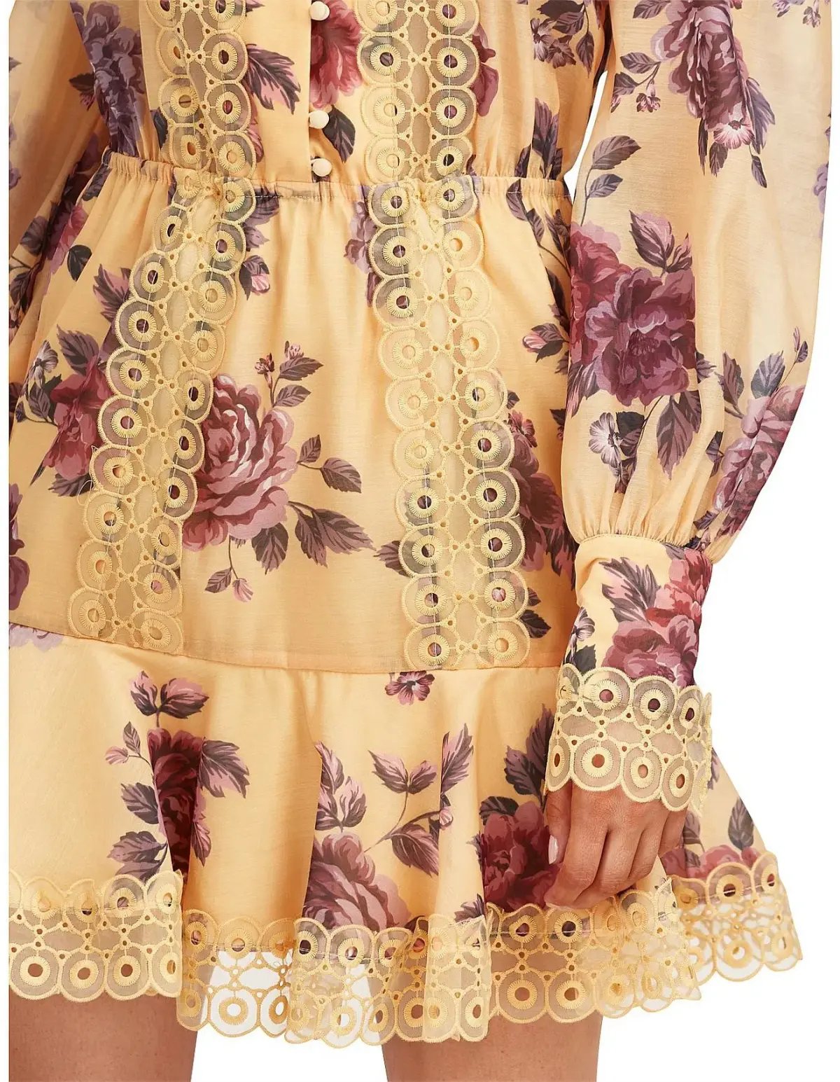 Keepsake the Label Atomic Long Sleeve Mini Dress Butterscotch Garden Floral Size 10 photo 2