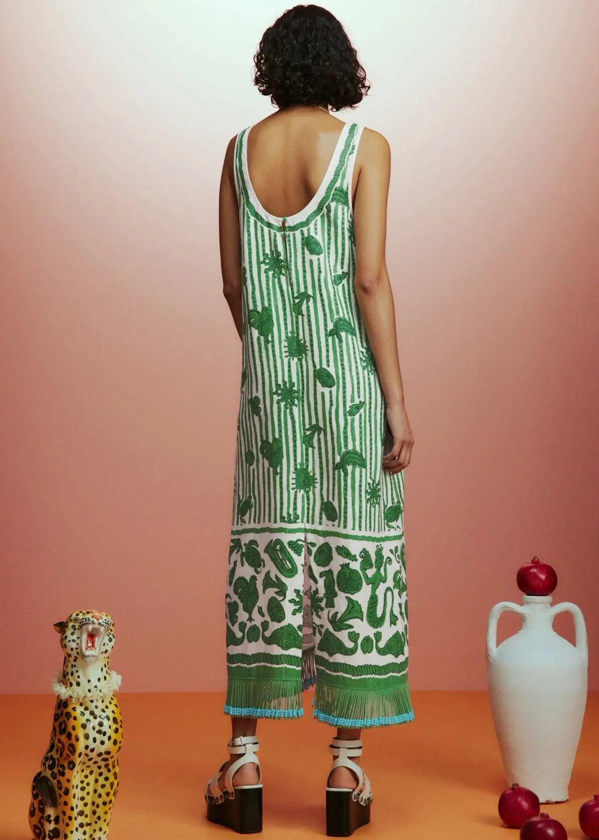Alemais Lula Sleeveless Midi Dress Green Print Size 8 photo 2