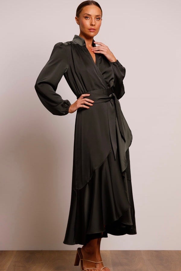 PASDUCHAS PINNACLE SLEEVE MIDI DRESS - DARK GREEN COMBAT photo 4