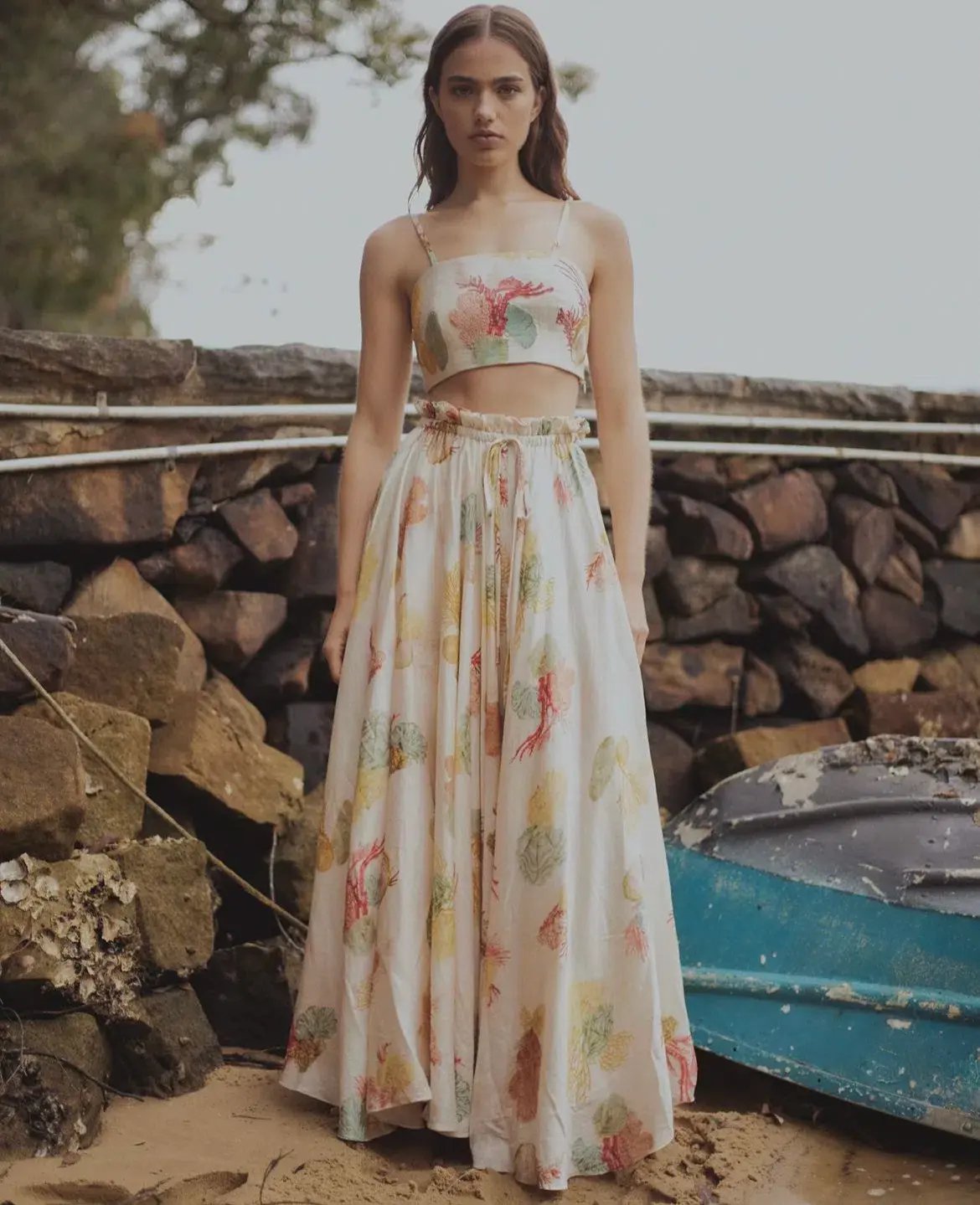 ROOH Collective Summer Crop and Maxi Skirt Set in La Mer Print Size S / AU 8 photo 6