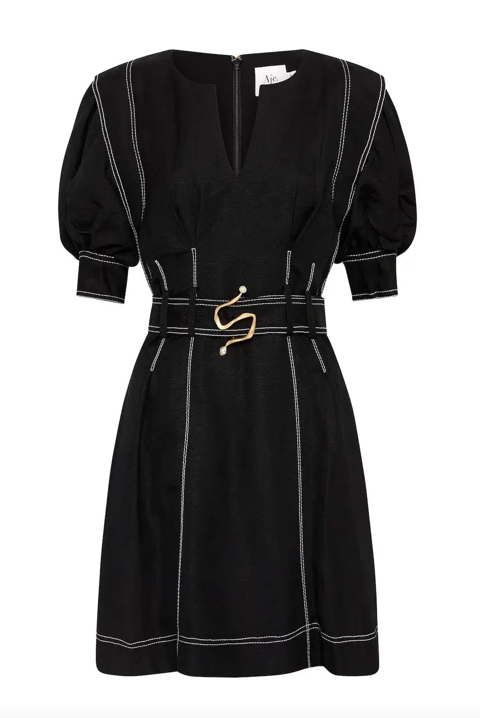Aje Beacon Structured Mini Dress Black Size 10 photo 3