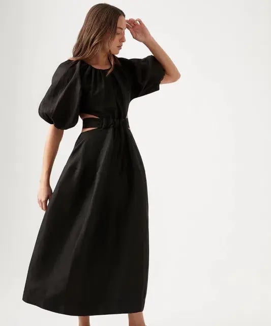 AJE -  Mimosa Cut Out Midi Dress Black - Size 12 photo 3