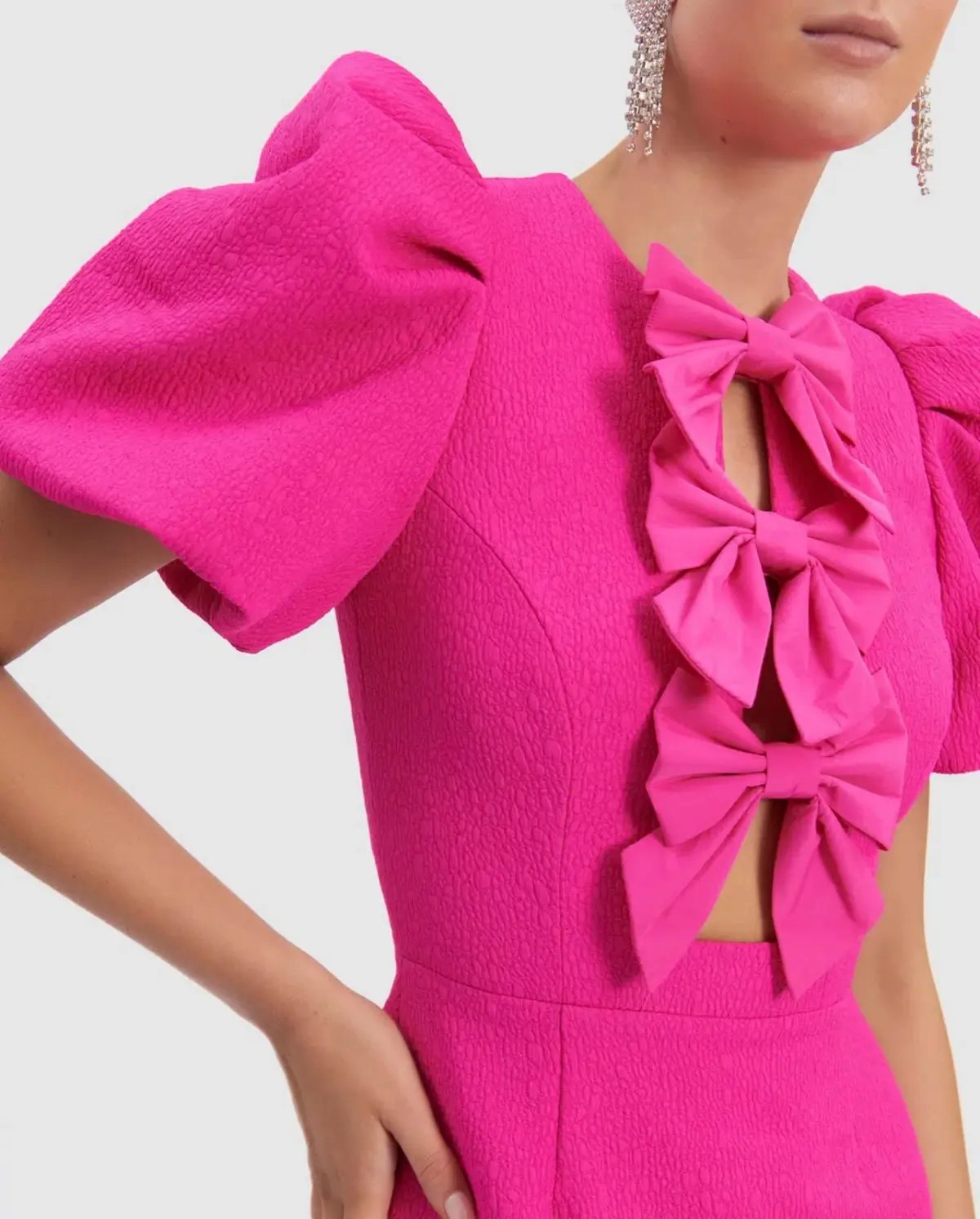 Rebecca Vallance Cecily Bow Mini Dress Hot Pink Size 10 photo 4