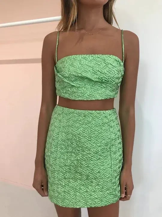 Bec & Bridge Apple Top and Mini Skirt Set Green Size 10 photo 4