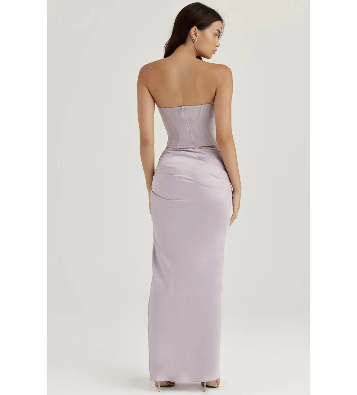 House of CB Half Underwired Corset and Jia Satin Gathered Maxi Skirt in Silver Size XS / AU 6 photo 4